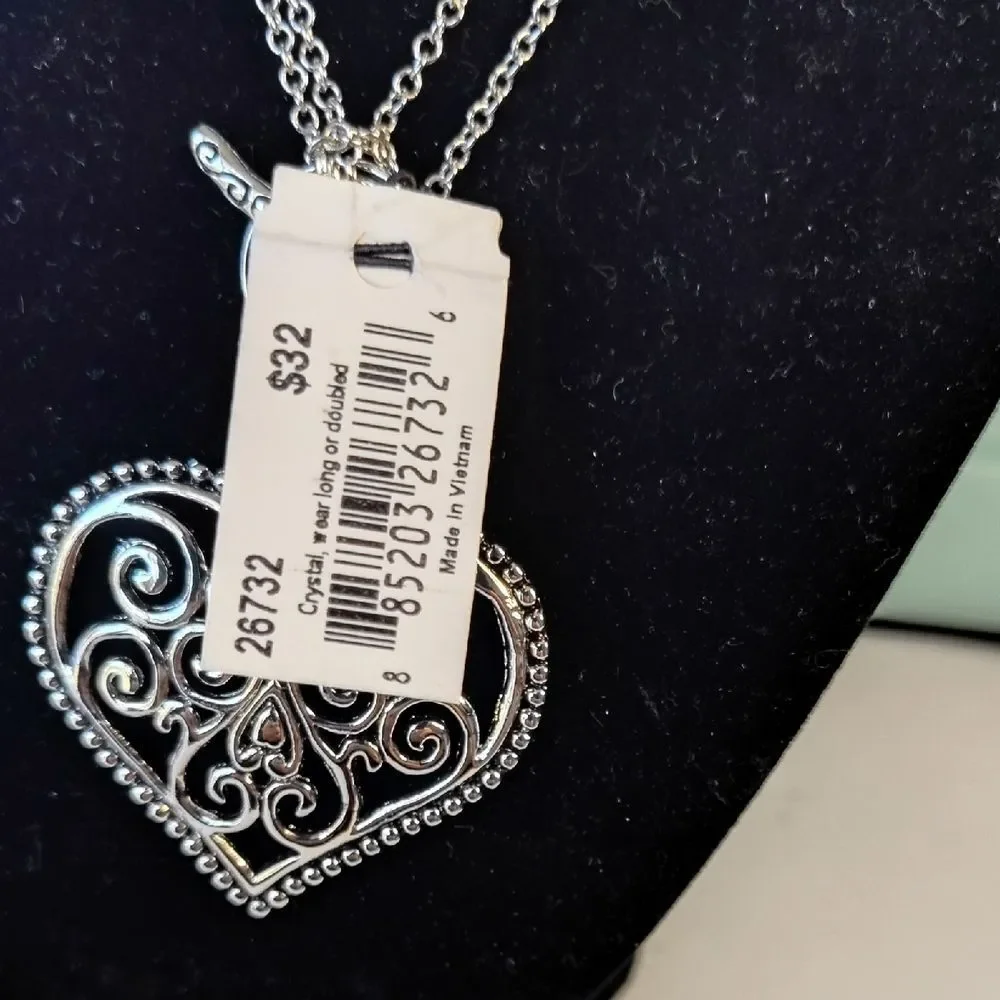 Cookie Lee Silver Heart Pendant Necklace - Picture 4 of 5